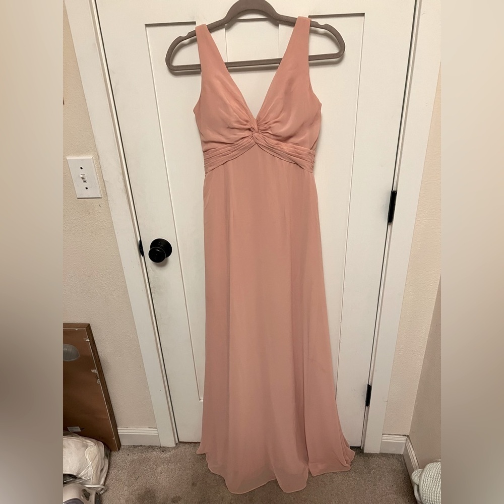 MORILEE MADELINE GARDNER Peach Bridesmaid Chiffon Bridesmaid Dress Gown Size 4